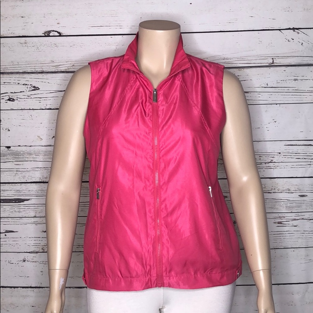 Liz Claiborne XL Pink Zip Front Vest Jacket